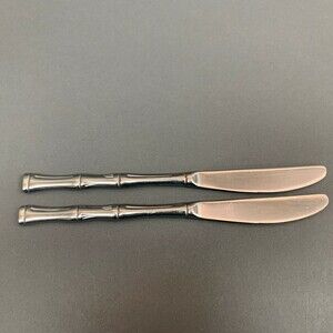 Imperial Bamboo Pattern Stainless Steel Knives Korea Flatware 8 5/8 Lot of 2